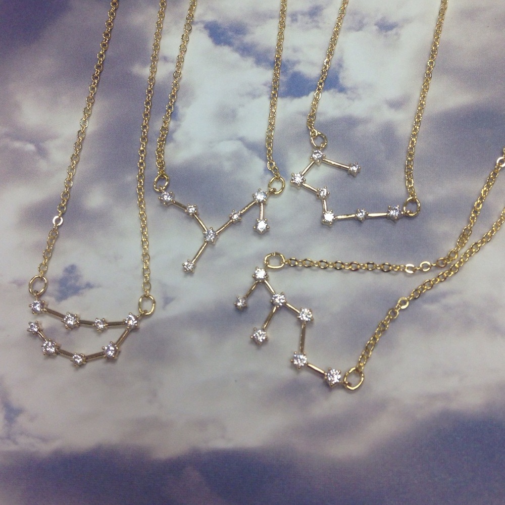 Zodiac Astrology Sign in Cubic Zirconia Stars Necklace, NWT-Boutique